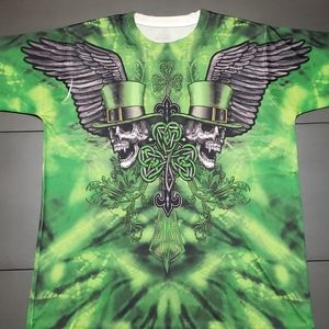 Lucky Tee Shirt Celtic Skull Vampire Shirt Size Large